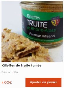 Achat rillettes truite